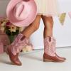 image:imageDREAM PAIRS Cowgirl Cowboy Western Boots Girls Mid Calf Riding Shoes Little KidBig KidPinkBrown
