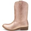 image:imageDREAM PAIRS Cowgirl Cowboy Western Boots Girls Mid Calf Riding Shoes Little KidBig KidRose Gold