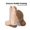 image:imageDREAM PAIRS Cowgirl Cowboy Western Boots Girls Mid Calf Riding Shoes Little KidBig KidRose Gold