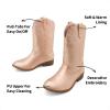 image:imageDREAM PAIRS Cowgirl Cowboy Western Boots Girls Mid Calf Riding Shoes Little KidBig KidRose Gold