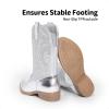 image:imageDREAM PAIRS Cowgirl Cowboy Western Boots Girls Mid Calf Riding Shoes Little KidBig KidSilver