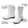 image:imageDREAM PAIRS Cowgirl Cowboy Western Boots Girls Mid Calf Riding Shoes Little KidBig KidWhite
