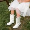 image:imageDREAM PAIRS Cowgirl Cowboy Western Boots Girls Mid Calf Riding Shoes Little KidBig KidWhite