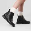 image:imageDREAM PAIRS Girls Ankle Boots Kids Fashion Booties with Glitter Stars Side Zipper Low Heels Warm Shoes for ToddlerLittle KidBig KidBlackPu