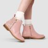 image:imageDREAM PAIRS Girls Ankle Boots Kids Fashion Booties with Glitter Stars Side Zipper Low Heels Warm Shoes for ToddlerLittle KidBig KidPinkPu