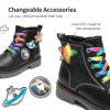 image:imageDREAM PAIRS Girls Boys Glitter Ankle Boots Side Zipper Combat Shoes with Lace Up for ToddlerLittle KidBig KidBlack  Multicolor