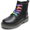 image:imageDREAM PAIRS Girls Boys Glitter Ankle Boots Side Zipper Combat Shoes with Lace Up for ToddlerLittle KidBig KidBlack  Multicolor