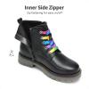 image:imageDREAM PAIRS Girls Boys Glitter Ankle Boots Side Zipper Combat Shoes with Lace Up for ToddlerLittle KidBig KidBlack  Multicolor
