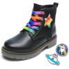 image:imageDREAM PAIRS Girls Boys Glitter Ankle Boots Side Zipper Combat Shoes with Lace Up for ToddlerLittle KidBig KidBlack  Multicolor