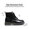 image:imageDREAM PAIRS Girls Boys Glitter Ankle Boots Side Zipper Combat Shoes with Lace Up for ToddlerLittle KidBig KidBlackPu