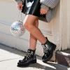 image:imageDREAM PAIRS Girls Boys Glitter Ankle Boots Side Zipper Combat Shoes with Lace Up for ToddlerLittle KidBig KidBlackpat