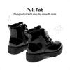 image:imageDREAM PAIRS Girls Boys Glitter Ankle Boots Side Zipper Combat Shoes with Lace Up for ToddlerLittle KidBig KidBlackpat