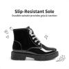 image:imageDREAM PAIRS Girls Boys Glitter Ankle Boots Side Zipper Combat Shoes with Lace Up for ToddlerLittle KidBig KidBlackpat