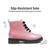 image:imageDREAM PAIRS Girls Boys Glitter Ankle Boots Side Zipper Combat Shoes with Lace Up for ToddlerLittle KidBig KidPinkPu