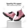 image:imageDREAM PAIRS Girls Boys Glitter Ankle Boots Side Zipper Combat Shoes with Lace Up for ToddlerLittle KidBig KidPinkPu