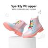 image:imageDREAM PAIRS Girls Boys Glitter Ankle Boots Side Zipper Combat Shoes with Lace Up for ToddlerLittle KidBig KidRainbowPink