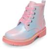 image:imageDREAM PAIRS Girls Boys Glitter Ankle Boots Side Zipper Combat Shoes with Lace Up for ToddlerLittle KidBig KidRainbowPink