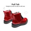 image:imageDREAM PAIRS Girls Boys Glitter Ankle Boots Side Zipper Combat Shoes with Lace Up for ToddlerLittle KidBig KidRedPu