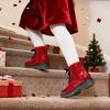 image:imageDREAM PAIRS Girls Boys Glitter Ankle Boots Side Zipper Combat Shoes with Lace Up for ToddlerLittle KidBig KidRedPu