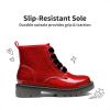 image:imageDREAM PAIRS Girls Boys Glitter Ankle Boots Side Zipper Combat Shoes with Lace Up for ToddlerLittle KidBig KidRedPu