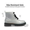 image:imageDREAM PAIRS Girls Boys Glitter Ankle Boots Side Zipper Combat Shoes with Lace Up for ToddlerLittle KidBig KidSilverPu