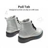 image:imageDREAM PAIRS Girls Boys Glitter Ankle Boots Side Zipper Combat Shoes with Lace Up for ToddlerLittle KidBig KidSilverPu