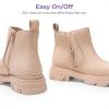 image:imageDREAM PAIRS Girls Chelsea Boots Side Zipper Lug Sole Ankle Booties ToddlerLittle KidBig KidApricot
