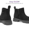 image:imageDREAM PAIRS Girls Chelsea Boots Side Zipper Lug Sole Ankle Booties ToddlerLittle KidBig KidBlack Suede