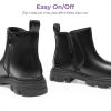 image:imageDREAM PAIRS Girls Chelsea Boots Side Zipper Lug Sole Ankle Booties ToddlerLittle KidBig KidBlackpu
