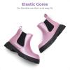 image:imageDREAM PAIRS Girls Chelsea Boots Side Zipper Lug Sole Ankle Booties ToddlerLittle KidBig KidPink