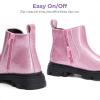 image:imageDREAM PAIRS Girls Chelsea Boots Side Zipper Lug Sole Ankle Booties ToddlerLittle KidBig KidPink
