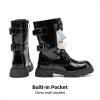 image:imageDREAM PAIRS Girls Combat Boots Side Zipper Ankle Booties ToddlerLittle KidBig KidAll Black