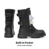 image:imageDREAM PAIRS Girls Combat Boots Side Zipper Ankle Booties ToddlerLittle KidBig KidBlack