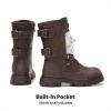 image:imageDREAM PAIRS Girls Combat Boots Side Zipper Ankle Booties ToddlerLittle KidBig KidBrown