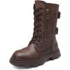 image:imageDREAM PAIRS Girls Combat Boots Side Zipper Ankle Booties ToddlerLittle KidBig KidBrown