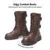 image:imageDREAM PAIRS Girls Combat Boots Side Zipper Ankle Booties ToddlerLittle KidBig KidBrown
