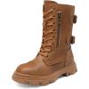 image:imageDREAM PAIRS Girls Combat Boots Side Zipper Ankle Booties ToddlerLittle KidBig KidCamel