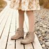 image:imageDREAM PAIRS Girls Low Wedge Heel Booties Side Zipper Ankle Boots ToddlerLittle KidBig KidBeige