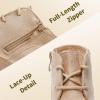 image:imageDREAM PAIRS Girls Low Wedge Heel Booties Side Zipper Ankle Boots ToddlerLittle KidBig KidBeige