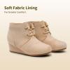 image:imageDREAM PAIRS Girls Low Wedge Heel Booties Side Zipper Ankle Boots ToddlerLittle KidBig KidBeige