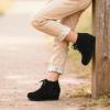 image:imageDREAM PAIRS Girls Low Wedge Heel Booties Side Zipper Ankle Boots ToddlerLittle KidBig KidBlack