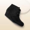 image:imageDREAM PAIRS Girls Low Wedge Heel Booties Side Zipper Ankle Boots ToddlerLittle KidBig KidBlack