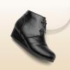 image:imageDREAM PAIRS Girls Low Wedge Heel Booties Side Zipper Ankle Boots ToddlerLittle KidBig KidBlackpu