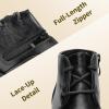 image:imageDREAM PAIRS Girls Low Wedge Heel Booties Side Zipper Ankle Boots ToddlerLittle KidBig KidBlackpu