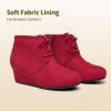 image:imageDREAM PAIRS Girls Low Wedge Heel Booties Side Zipper Ankle Boots ToddlerLittle KidBig KidRed