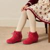 image:imageDREAM PAIRS Girls Low Wedge Heel Booties Side Zipper Ankle Boots ToddlerLittle KidBig KidRed