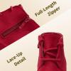 image:imageDREAM PAIRS Girls Low Wedge Heel Booties Side Zipper Ankle Boots ToddlerLittle KidBig KidRed