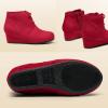image:imageDREAM PAIRS Girls Low Wedge Heel Booties Side Zipper Ankle Boots ToddlerLittle KidBig KidRed