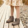 image:imageDREAM PAIRS Girls Low Wedge Heel Booties Side Zipper Ankle Boots ToddlerLittle KidBig KidTaupe