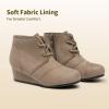 image:imageDREAM PAIRS Girls Low Wedge Heel Booties Side Zipper Ankle Boots ToddlerLittle KidBig KidTaupe